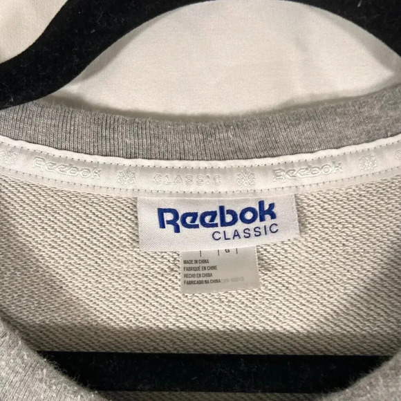 Reebok Classic Sweater Large Grey Long Sleeve Crew Neck 100% Cotton Pullover - Picture 4 of 9